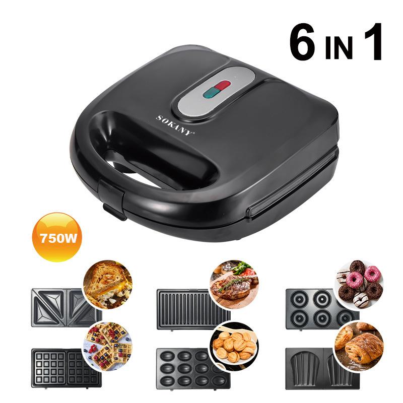 Sokany 6-in-1 Multifunction Sandwich Maker & Grill (750W)