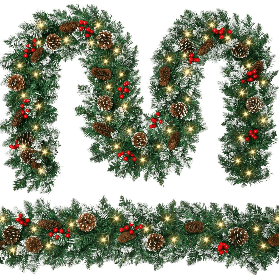 🎄2.7m Christmas Garland with Balls & Lights – ₦20,000