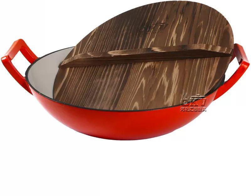 36cm Enamel Wok Double-Eared Cast Iron (Shipping Included)